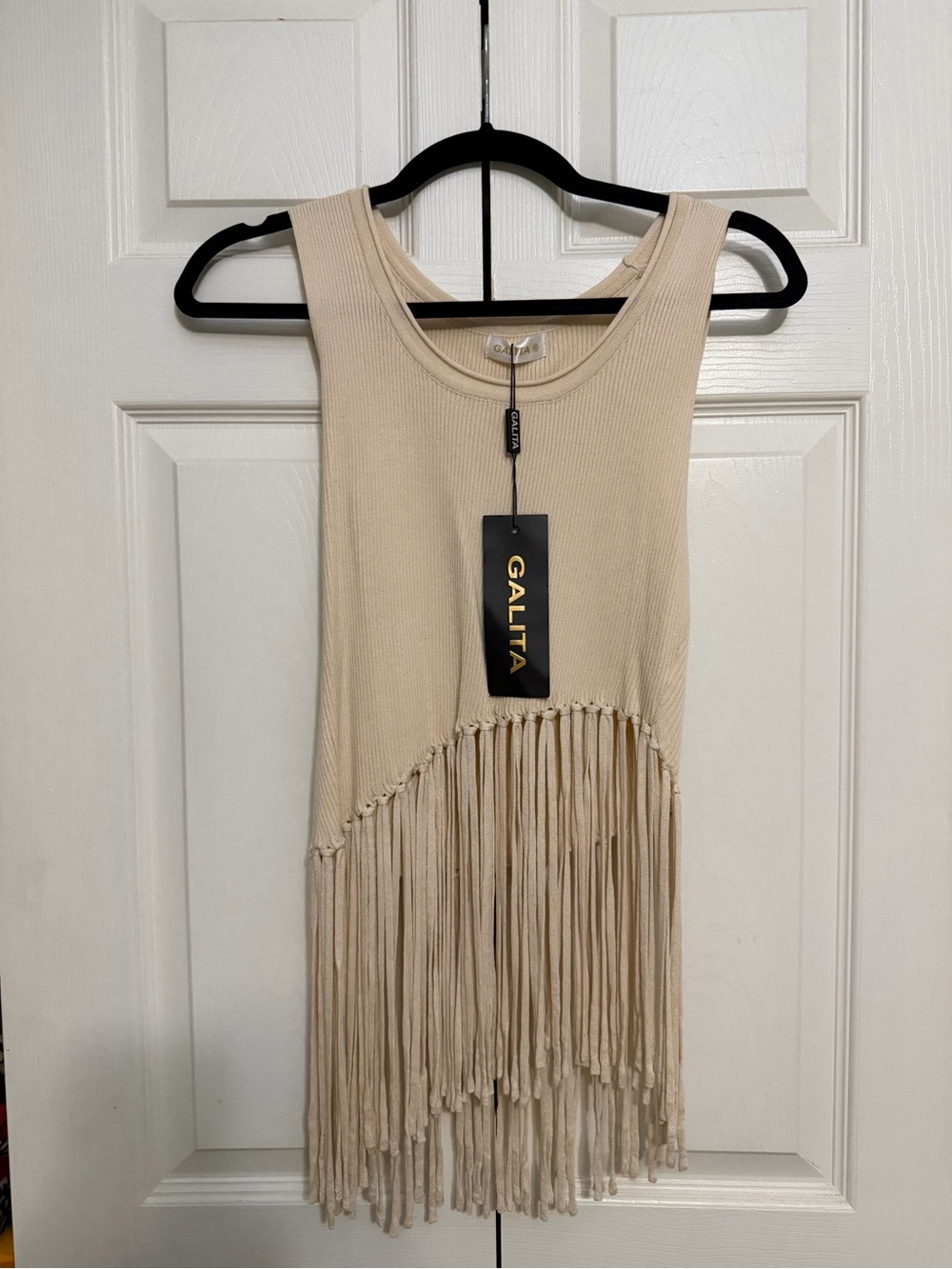 Galita Women’s Cream Fringe Ribbed Tank Top
